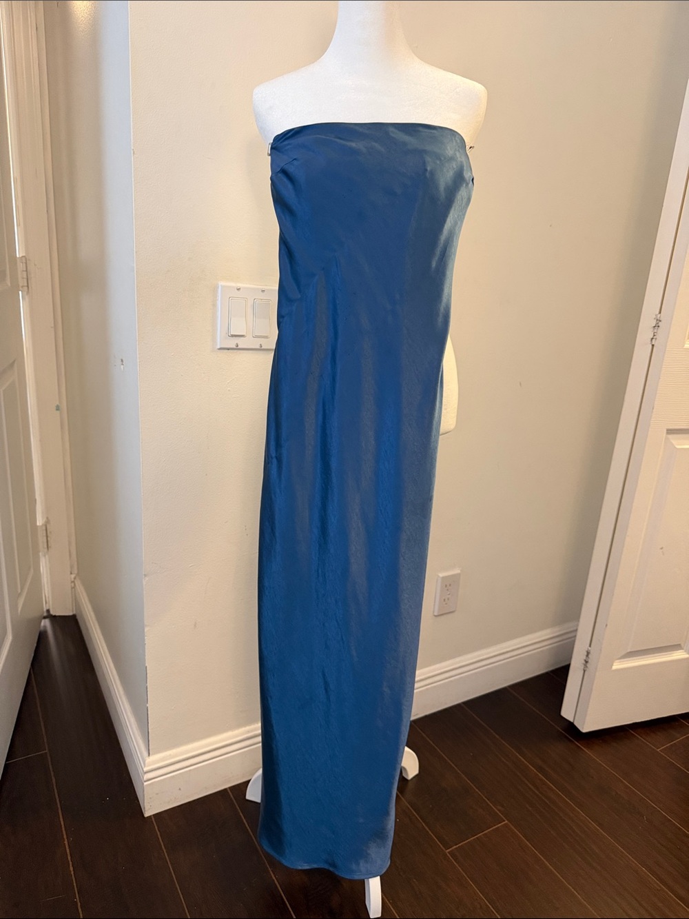Strapless Maxi Skirt in Teal Blue